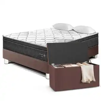 Maestro Cama box tarima pocket star 2 plz charcoal + baúl grande oferta