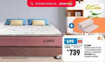 Plaza Vea EL CISNE Colchón Iconio PT 2 plz + 2 almohadas de fibra + Protector + Cubrecama VIVA HOME 2 plz modelos variados oferta