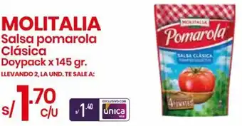 Vega MOLITALIA Salsa pomarola Clásica Doypack x 145 gr. oferta