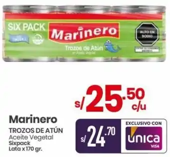Vega Marinero TROZOS DE ATÚN Aceite Vegetal Sixpack Lata x 170 gr. oferta