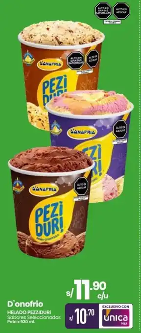 Vega D'onofrio HELADO PEZZIDURI Sabores Seleccionados Pote x 930 ml. oferta