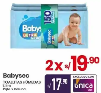Vega Babysec TOALLITAS HÚMEDAS Ultra Pqte. x 150 und. oferta