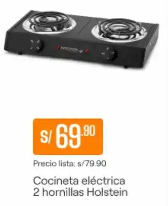 Promart Precio lista: s/79.90 Cocineta eléctrica 2 hornillas Holstein oferta