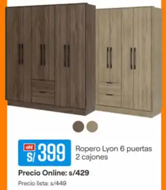 Promart Ropero Lyon 6 puertas 2 cajones oferta