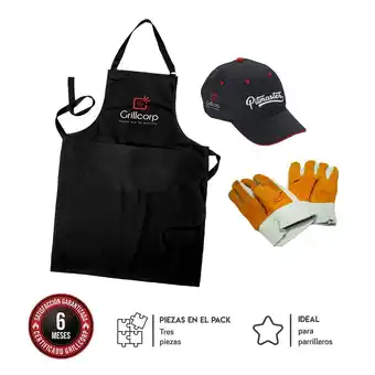 Tottus Mandil parrillero + gorro + guantes de cuero oferta