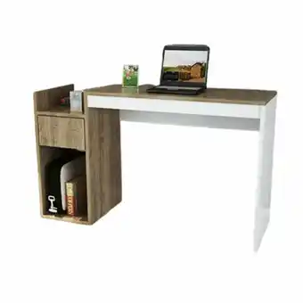 Tottus Escritorio lufus con secciones - blanco / roble rústico oferta