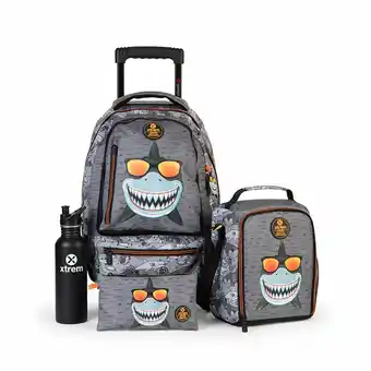 Tottus Mochila con ruedas run pack 095 set 4 pcs cool shark oferta