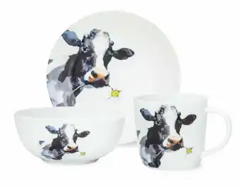 Tottus Set x3 vajilla infantil loza vaca oferta