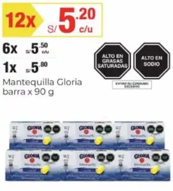 Metro Mantequilla Gloria barra 12 x 90 g oferta