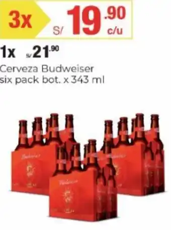 Metro Cerveza Budweiser six pack bot. 3 x 343 ml oferta