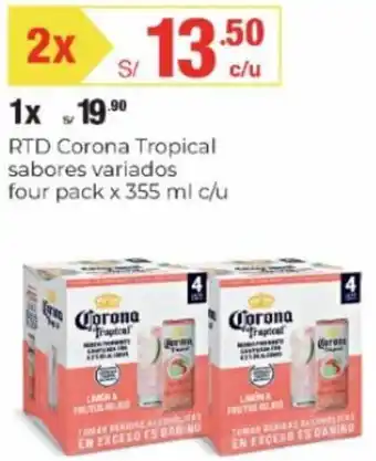 Metro RTD Corona Tropical sabores variados four pack 2 x 355 ml c/u oferta