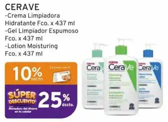 Mifarma CERAVE -Crema Limpiadora Hidratante Fco. x 437 ml -Gel Limpiador Espumoso Fco. x 437 ml -Lotion Moisturing Fco. x 437 ml oferta