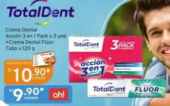 Mifarma TotalDent Crema Dental Acción 3 en 1 Pack x 3 und +Crema Dental Flúor Tubo x 120 g oferta