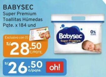 Mifarma BABYSEC Super Premium Toallitas Húmedas Pqte. x 184 und oferta