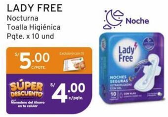 Mifarma LADY FREE Nocturna Toalla Higiénica Pqte. x 10 und oferta
