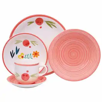 Tottus Juego de vajilla 20pz pintado mustard oferta