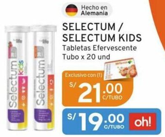 Mifarma SELECTUM / SELECTUM KIDS Tabletas Efervescente Tubo x 20 und oferta