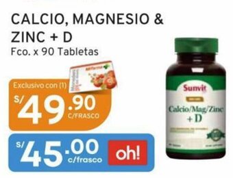 CALCIO, MAGNESIO & ZINC + D Fco. x 90 Tabletas