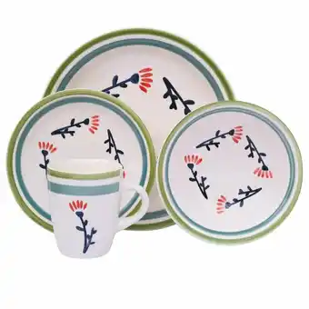 Tottus Juego de vajilla x16 pintada a mano bouquet oferta