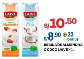 Wong BEBIDA DE ALMENDRA O COCO LAIVE X1L oferta