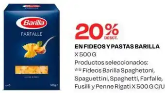 Wong EN FIDEOS Y PASTAS BARILLA X 500G oferta