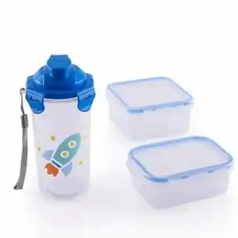 Tottus Set tomatodo mini + 2 contenedores plasticos cohete oferta