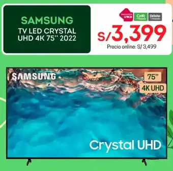 Tottus SAMSUNG TV LED CRYSTAL UHD 4K 75" 2022 oferta