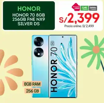 Tottus HONOR HONOR 70 8GB 256GB FNE NX9 SILVER DS oferta