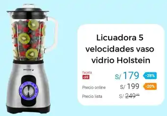 Promart Licuadora 5 velocidades vaso vidrio Holstein oferta