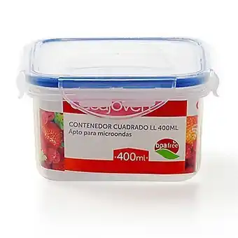 Tottus Taper de plastico cuadrado 400 ml oferta