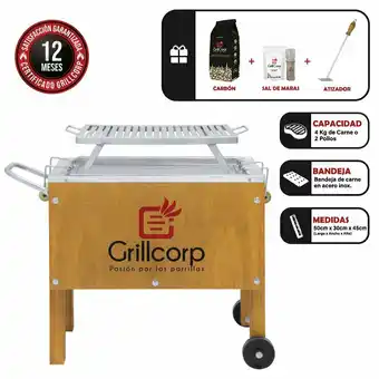 Tottus Kit de caja china chica premium + parrilla de platinas + carbon + pack sal + atizador oferta