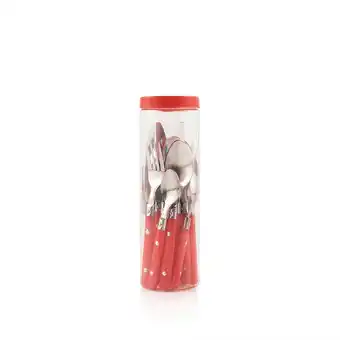 Tottus Juego de cubiertos de 16 piezas con mango plástico rojo oferta