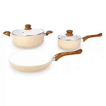 Tottus Juego de ollas 5 piezas aluminio ceramic azul oferta