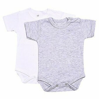 Tottus Pack body x2 manga corta blanco y gris 24m oferta