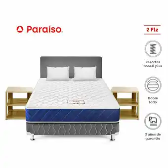 Tottus Dormitorio eden 2 plazas + velador caramelo oferta