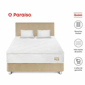 Tottus Dormitorio pocket max queen champagne oferta