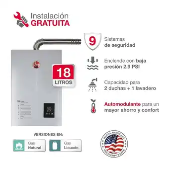 Tottus Terma a gas rheem 18l tf gn prestige oferta