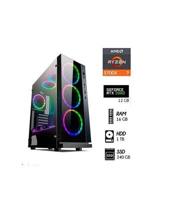 Tiendas EFE Cpu gamer amd ryzen 7 5700x 16gb 1tb hdd + 240gb ssd nvidia rtx2060 12gb case 7500w oferta
