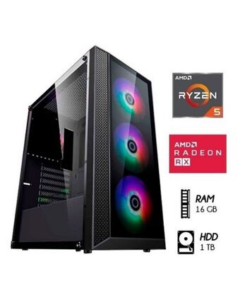 Tiendas EFE Cpu gamer amd ryzen 5 16gb 1tb hdd rx550 4gb case 500w led oferta