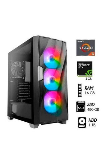 Tiendas EFE Computadora pc gamer ryzen 5-5th ram 16gb 1tb + ssd 480gb video gtx 1650 4gb case led oferta