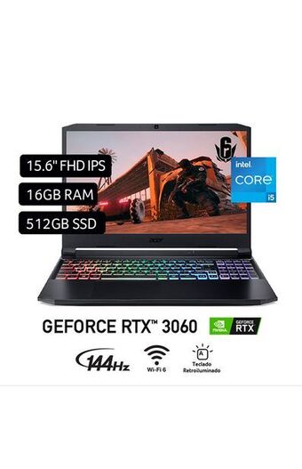 Tiendas EFE Laptop acer gamer nitro 5 15.6' intel core i5 11400h 16gb 512gb ssd nvidia rtx3060 oferta