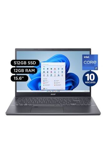 Tiendas EFE Laptop acer aspire 5 15.6' windows 11 intel core i7 12a gen 10 núcleos 12gb 512gb ssd oferta