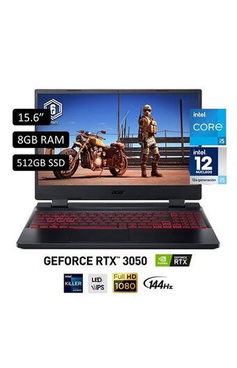 Tiendas EFE Laptop gamer acer nitro 5 15.6' windows 11 intel core i5 12500h 8gb 512gb ssd nvidia rtx3050 an515-58-54rn oferta