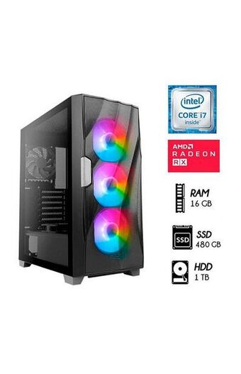 Tiendas EFE Computadora pc gamer intel core i7 3.2 ghz ram 16gb1tb + ssd 480gb video rx 550 4gb case led oferta