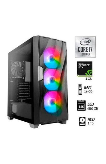 Tiendas EFE Computadora pc gamer intel core i7-10th ram 16gb 1tb + ssd 480gb video gtx 1650 4gb case led oferta