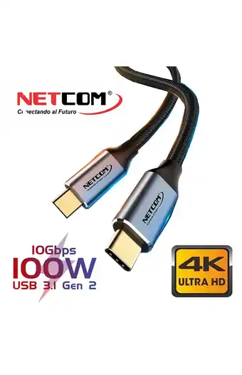 Tiendas EFE Cable tipo c macho 4k 1.8mts netcom oferta