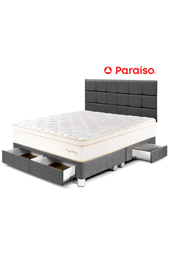 Tiendas EFE Dormitorio paraíso royal prince con cajones king con cabecera blocks gris oferta