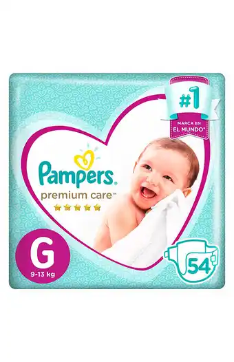 Pañales talla g 54 unidades pampers premium care