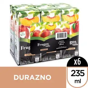 Metro Sixpack bebida de durazno frugos del valle caja 235ml oferta
