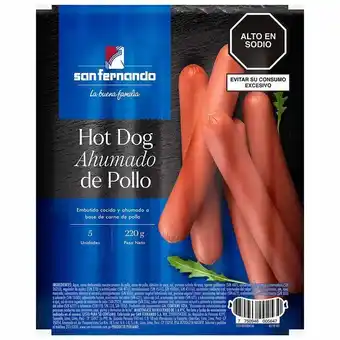 Vivanda Hot dog ahumado de pollo san fernando paquete 220g oferta